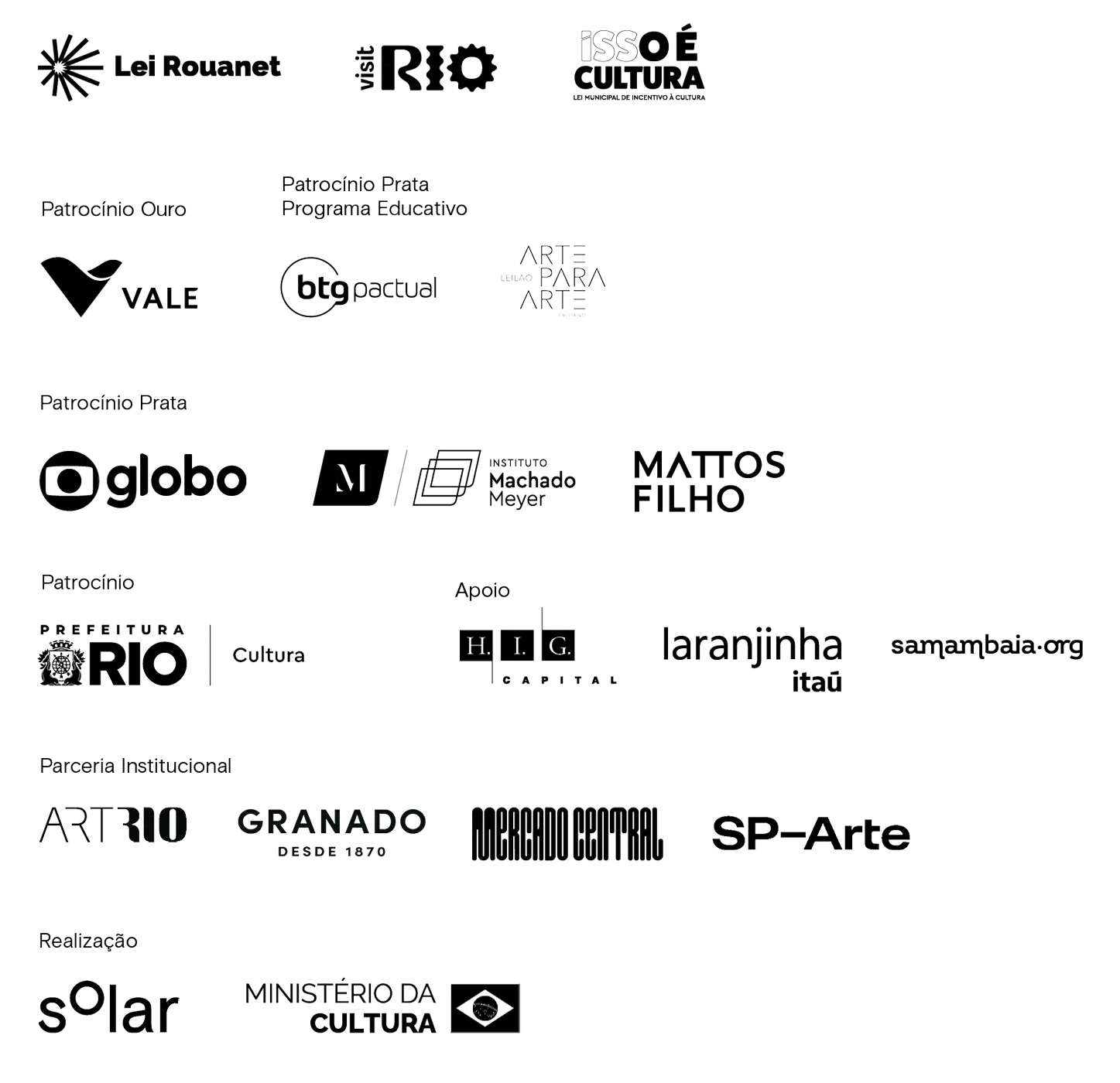 Barra de logos do Solar em 2026: realização, patrocínio, apoio e parcerias institucionais
